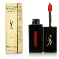 Yves Saint Laurent Rouge Pur Couture Vernis A Levres Vinyl Cream Creamy Stain - # 411 Rhythm Red 5.5ml/0.18oz