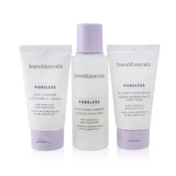 BareMinerals Poreless At Any Age Starter Kit: Clay Cleanser 30ml+ Exfoliating Essence 50ml+ Oil-Free Moisturizer 30ml 3pcs